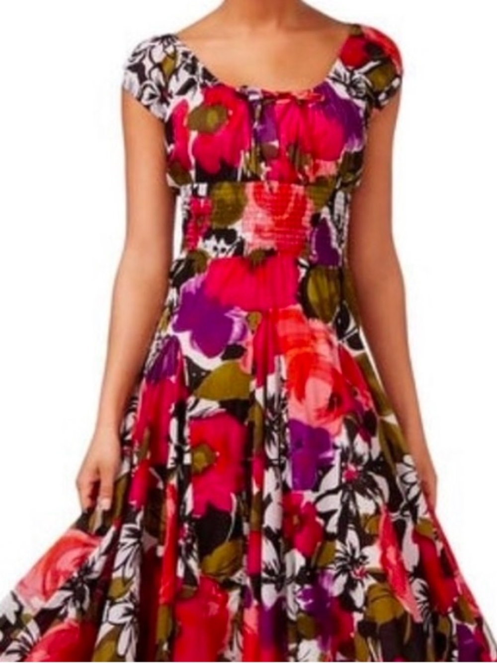Grace Elements Colorful Floral Smocked Waist Dress | Size medium - Picture 12 of 15